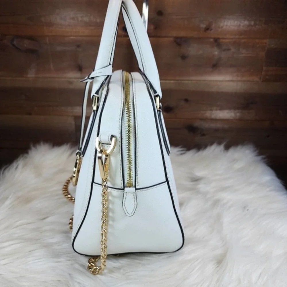 Michael Kors White Ayden Medium Saffiano Leather Satchel